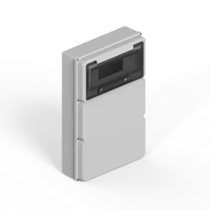 Caja IP65 p/12 polos DIN + dos módulos ciegos – gris
